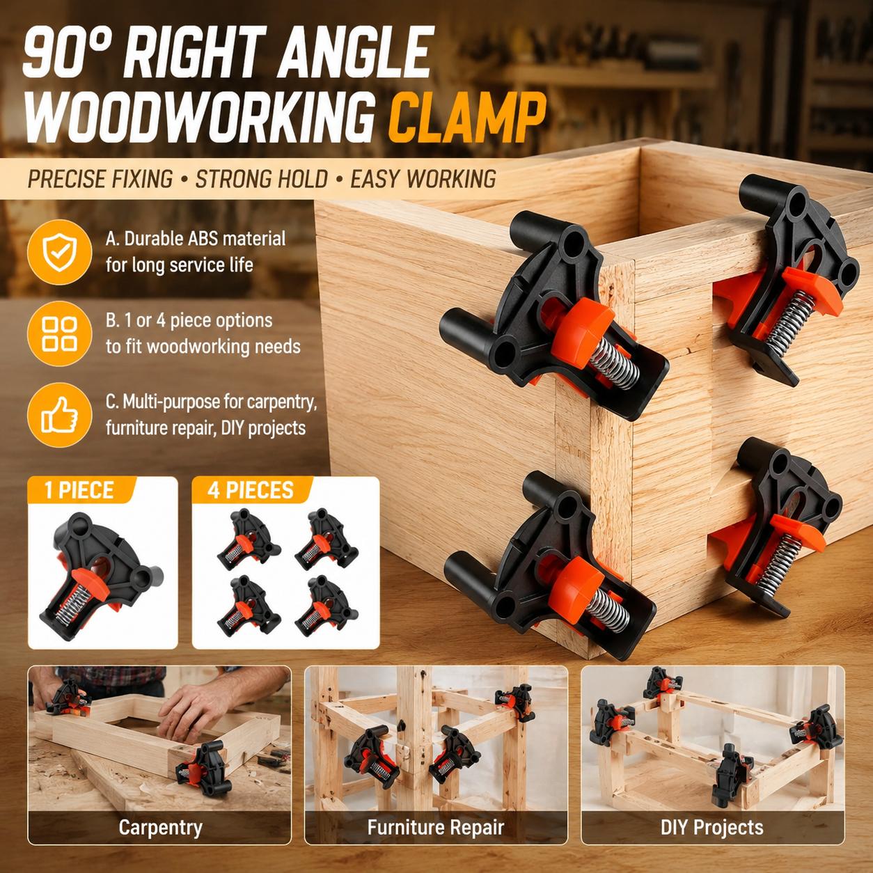 Woodworking Right Angle Clamp - طقم مشبك زاوية 90 درجة عالي